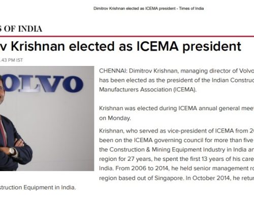 Dimitrov Krishnan as President ICEMA (19.07.21)